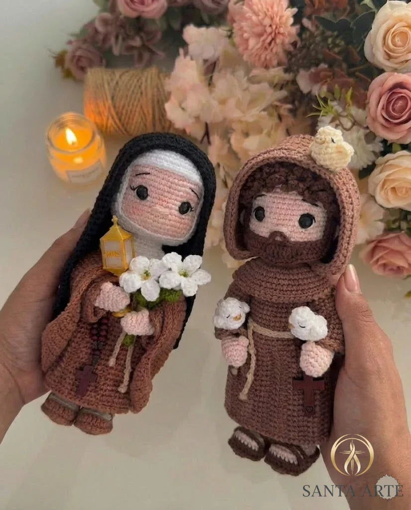 Combo Assis da Paz e da Eucaristia – Santa Clara & São Francisco em Crochê