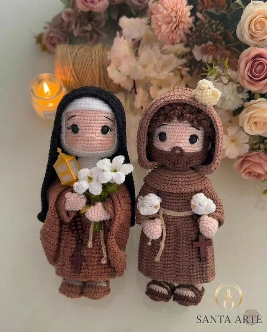 Combo Assis da Paz e da Eucaristia – Santa Clara & São Francisco em Crochê