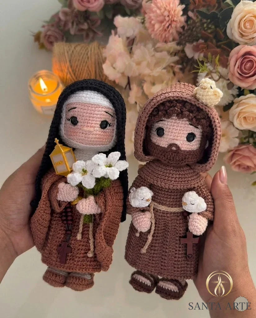 Combo Assis da Paz e da Eucaristia – Santa Clara & São Francisco em Crochê