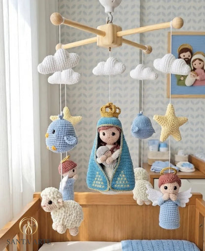 Mobile de Berço Nossa Senhora do Amor e da Proteção – Arte Sacra Infantil