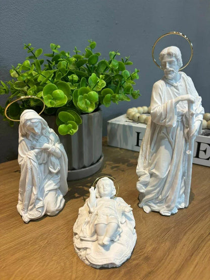 Altar  4 Peças em Pó de Mármore com Resplendor Dourado